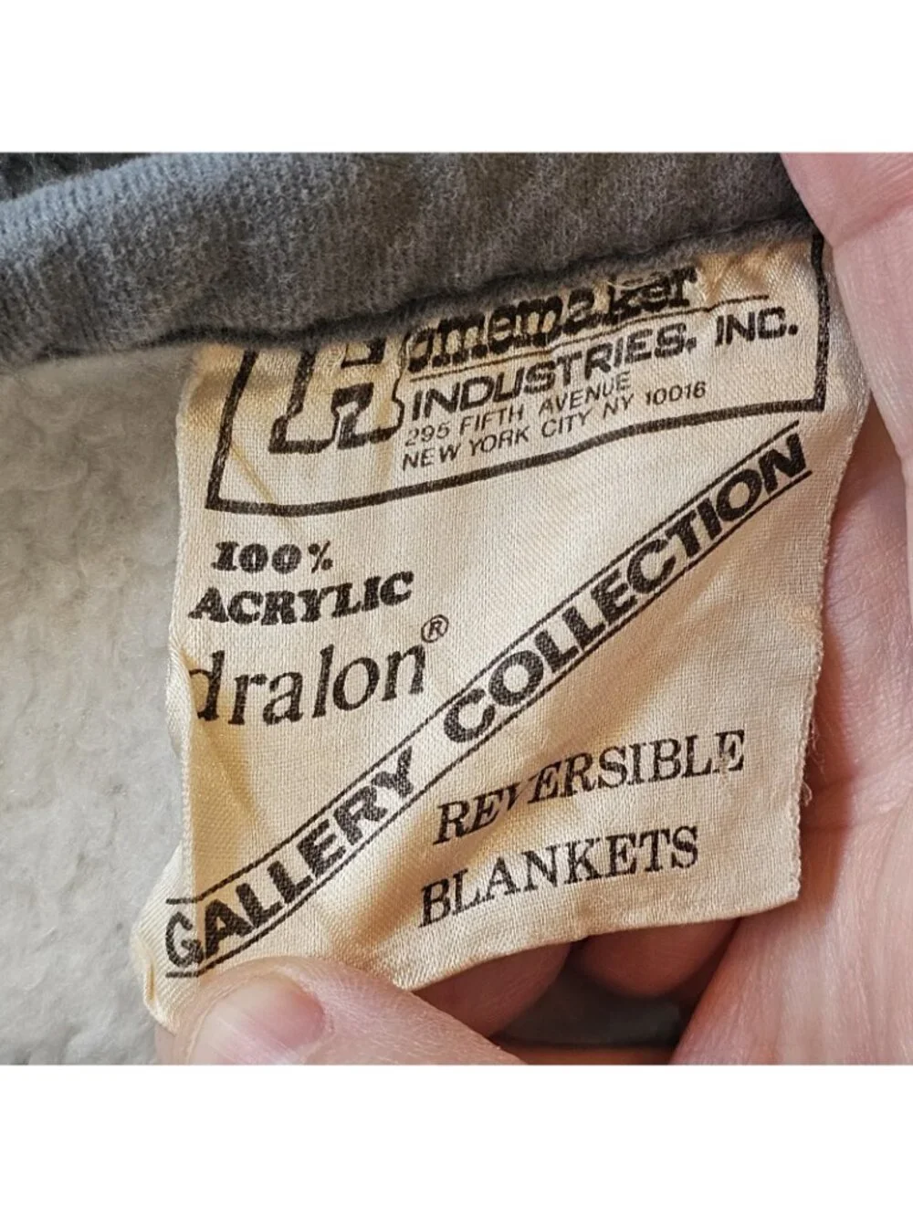 VTG Reversible Striped Blanket Dralon Germany Retro Mid-century Style Gray White